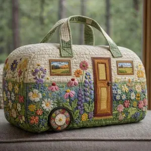 3D Floral Print RV Duffle Bag, Large Capacity Travel & Gym Weekender Bag for Road Trips & Outdoor Use