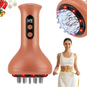 Lymphatic Massager, Cordless Body Shaping Massage Tool, Red Light Heating Scraping Device Meridian Brush with 9 Levels Heat & Vibration for Belly Neck Leg Hip Arm