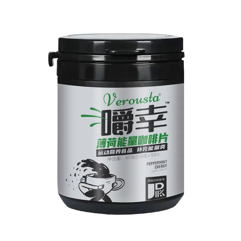 Peppermint Chewable Coffee Tablets, Espresso Black Coffee Flavor 0 Fat Refreshing Driving Drowsiness Prevention