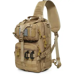 Tactical Sling Bag Backpack Military Rover Shoulder Sling Pack EDC Molle Assault Range Bag Crossbody Chest Pack (Coyote)