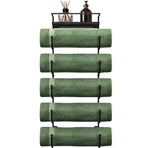 Sorbus 5 Tier Metal Towel Rack with Wood Shelf for Bathroom Towel Storage Sorbus 5 Tier Metal Towel Rack with Wood Shelf for Bathroom Towel Storage