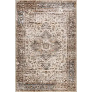 Purnima Medallion Spill Proof Machine Washable Area Rug
