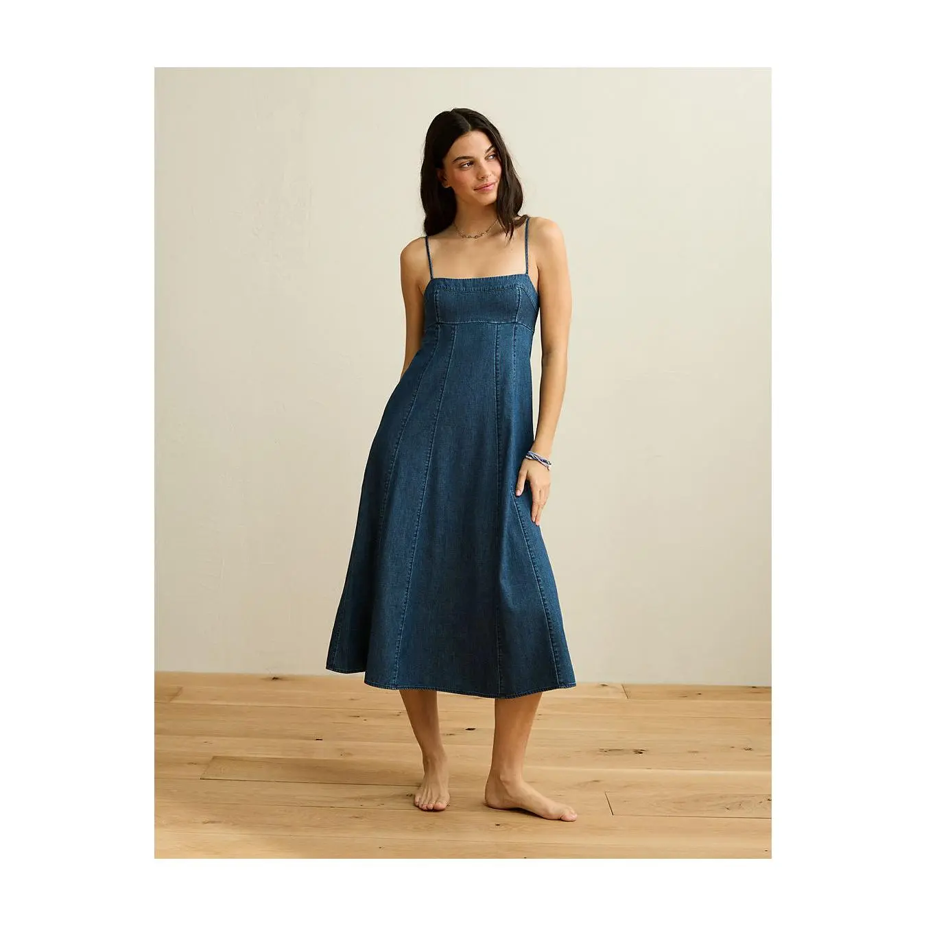 AE Sweetheart Neck Babydoll Midi Dress