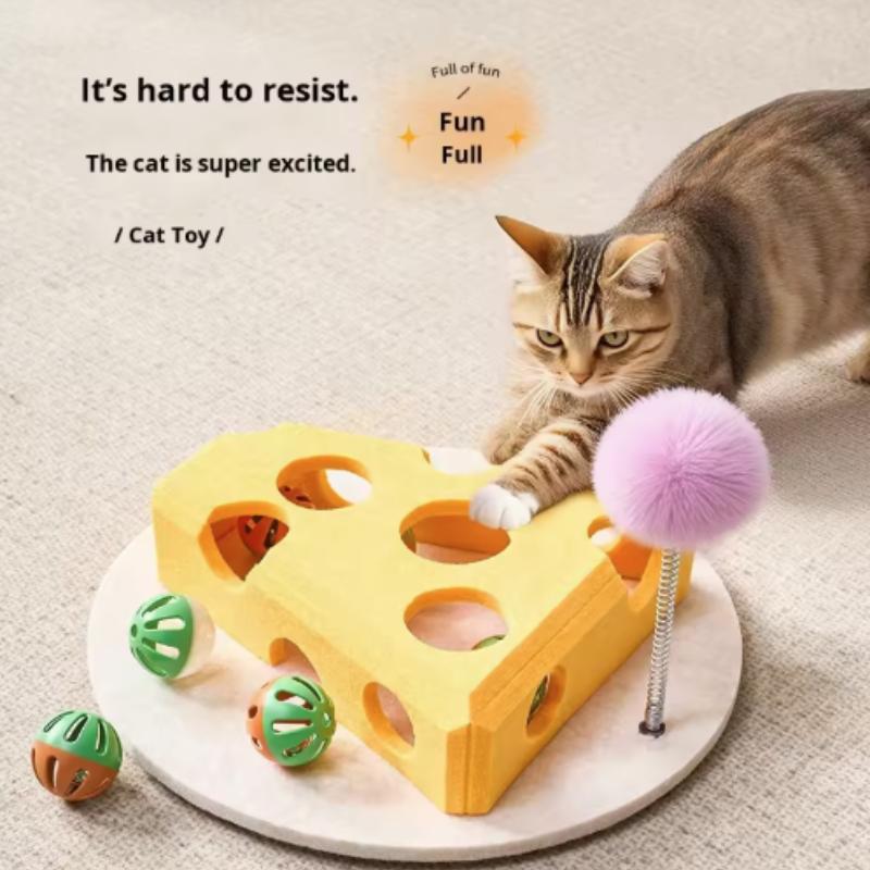 Pet Cat Puzzle Maze Holes Toys Felt Box With Bell Ball Kitten Playing Toys Interactive Funny  Cat Supplies