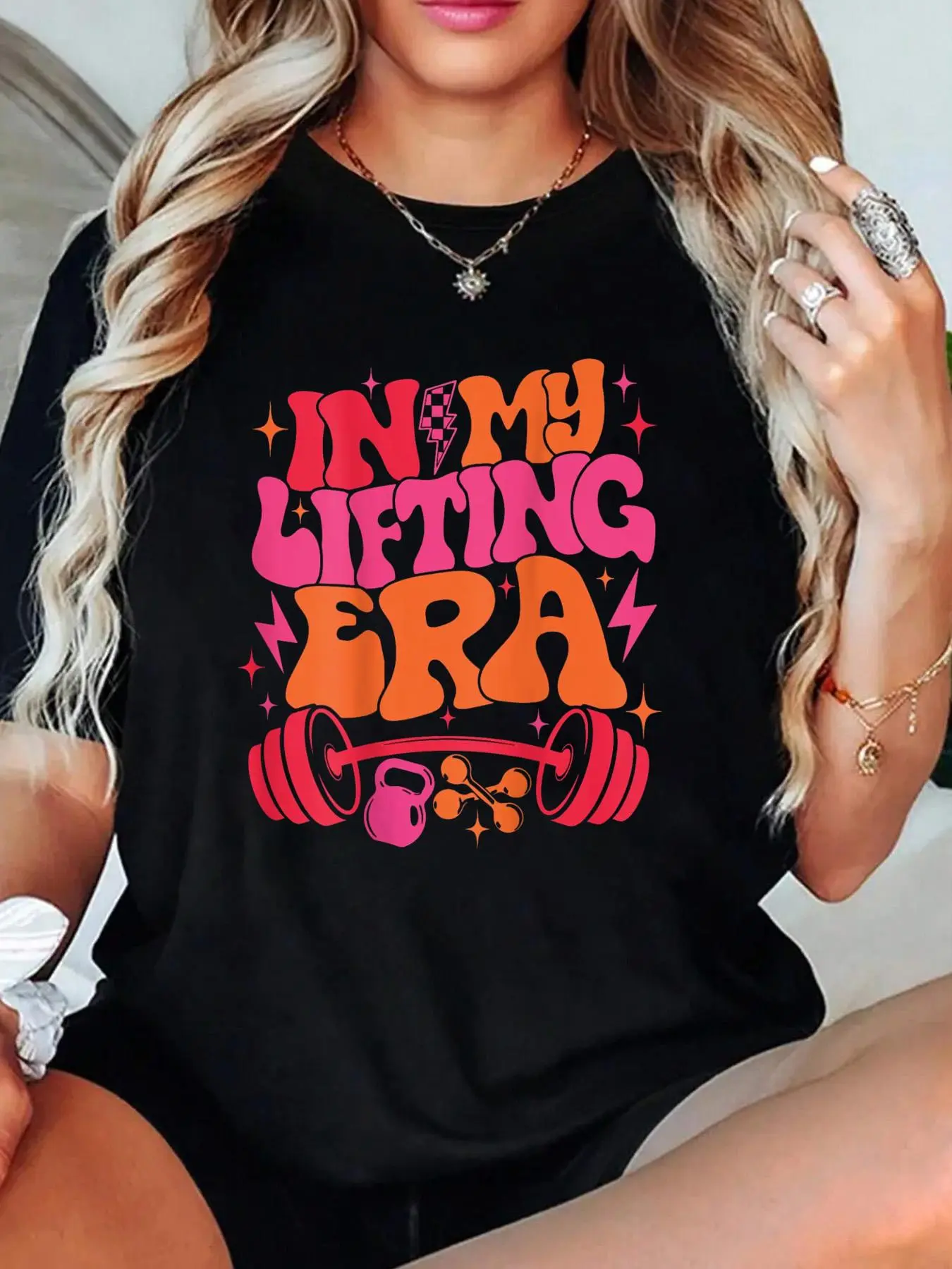 In My Lifting Era Groovy Gym Weight Personal Trainer On Back T-Shirt funny graphic tees vintage graphic tees women's shirts
