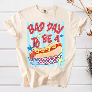 Bad Day To Be A Hot Dog Comfort Colors, Fourth Of July, Striped Patriotic T-Shirt ,Bad Day To Be A Hot Dog Comfort Colors, Fourth Of July, Striped Patriotic T-Shirt