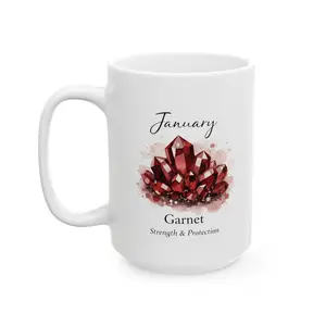 January Birthstone Coffee Mug | Garnet Birthstone Ceramic Mug