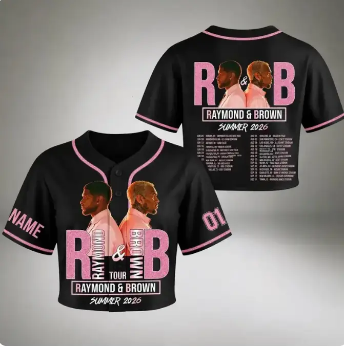 Women Retro R&B Music Fan Summer Tour Jersey Button Down Pink Glitter Cropped Baseball Tee Hip Hop Streetwear Concert Schedule Mesh Crop Top Shirt