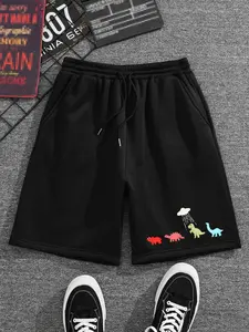 Men's Regular Fit Dinosaur Print Drawstring Waist Shorts, Casual Comfy Breathable Shorts for Summer, Men's Bottoms for Daily Wear