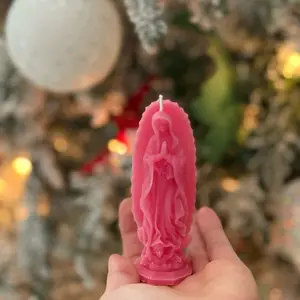 Vela de la Virgen Pink Virgin Candle for Religious Decor and Prayer Use
