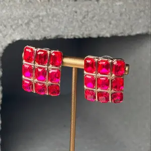 Fuchsia Flair Square Stud Earrings