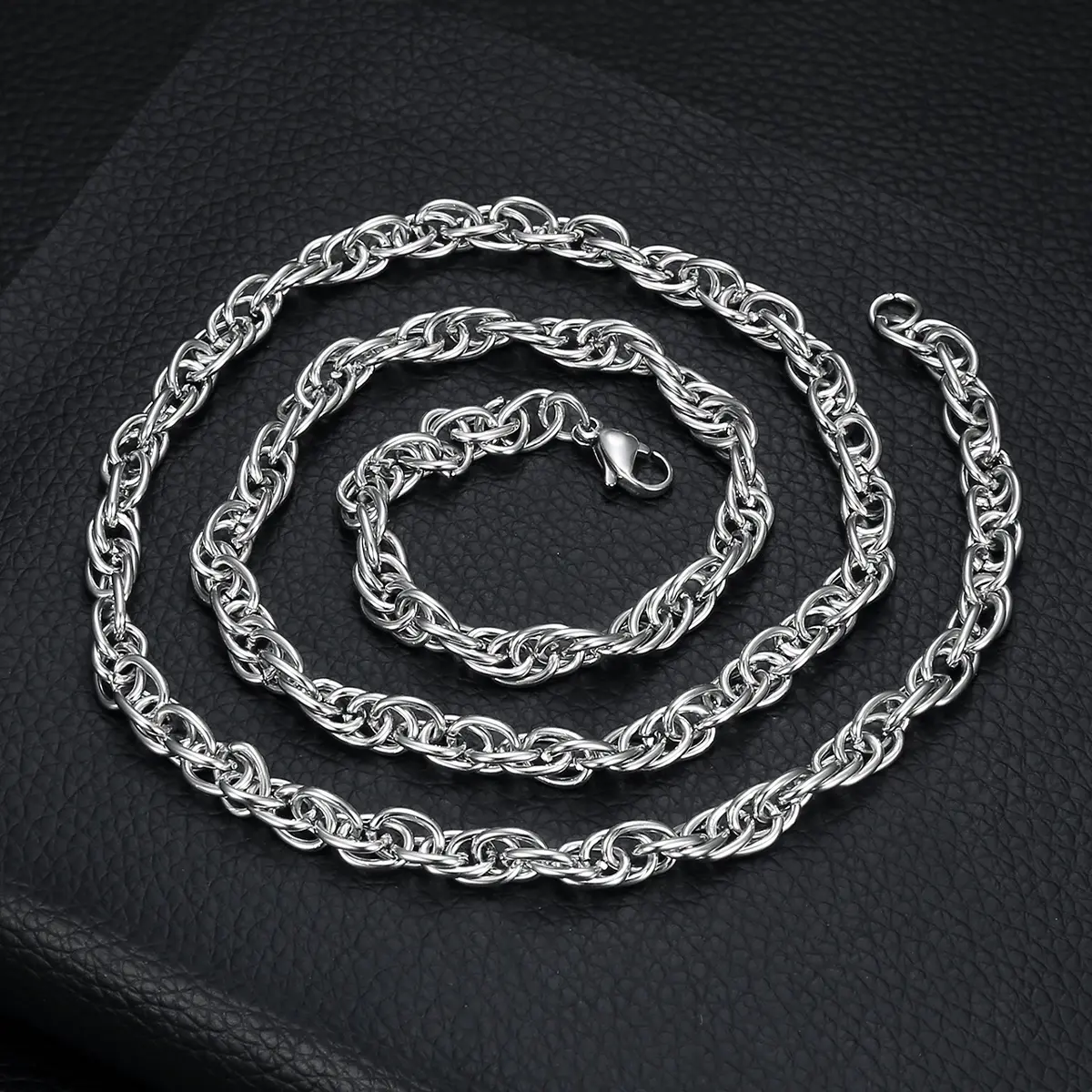 Men's Chic Stainless Steel Hip Hop Punk Style Multi-Ring Cross-Cuban Chain Necklace, Fashion Costume Jewelry Accessory for Daily & Casual Wearing