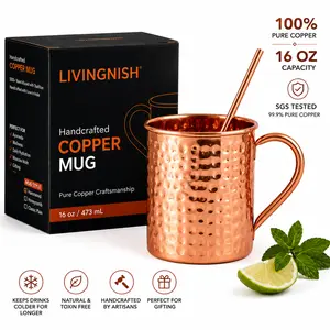 100% Pure Copper Mug with Copper Straw – 16 oz | Handcrafted Heavy-Gauge Moscow Mule Cup | Ayurvedic-Inspired Drinkware