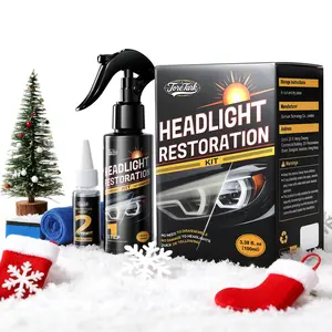 Toretark Car Headlight Restoration Kit 100ML Repair Liquid & 20ML Crystal Plating Agent for Oxidation Yellowing Scratch Repair Organic Ingredients Transparent Finish Perfect for Natural Aging