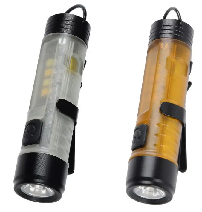 Unisex Mini Rechargeable Keychain LED Flashlight, USB-C Charging, Magnetic Hook & Pocket Clip, Ideal for Hiking-Cycling & Outdoor Emergency Use