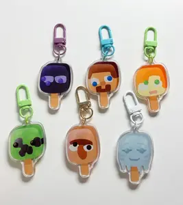 Minecraft popsicle acrylic keychains 2 inch video game derpy charms