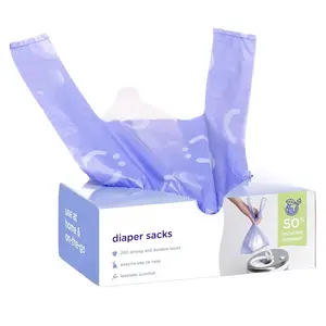 Disposable Diaper Sacks, Lavender Scented, Easy-To-Tie Tabs, Diaper Disposal or Pet Waste Bags, 200 Count