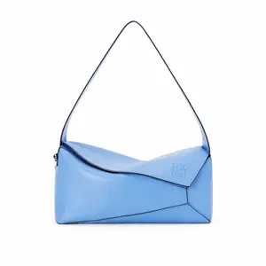 Pre-owned Loewe Calfskin Shoulder Bags BJ1102204058 Puzzle Hobo Blue Shoulder Bag