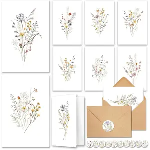 20 Blank Cards and Envelopes 4x6  Watercolor Wildflowers Blank Greeting Cards with Envelopes and Matching Sticker  Blank Note Cards and Envelopes for Occasions