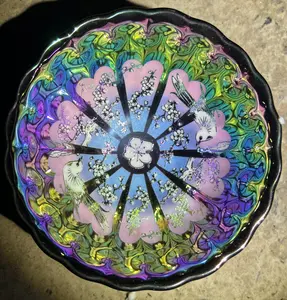 Luminous Iridescent Bird & Blossom Porcelain Teacup - Glow-in-the-Dark Artisan Ceramic Tea Cup