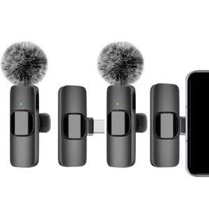 Wireless Lavalier Microphone for iPhone Type-C & iPad, Plug-&-Play Design, 2.4GHz Low Latency, Ideal for Interviews/podcasts/vlogs