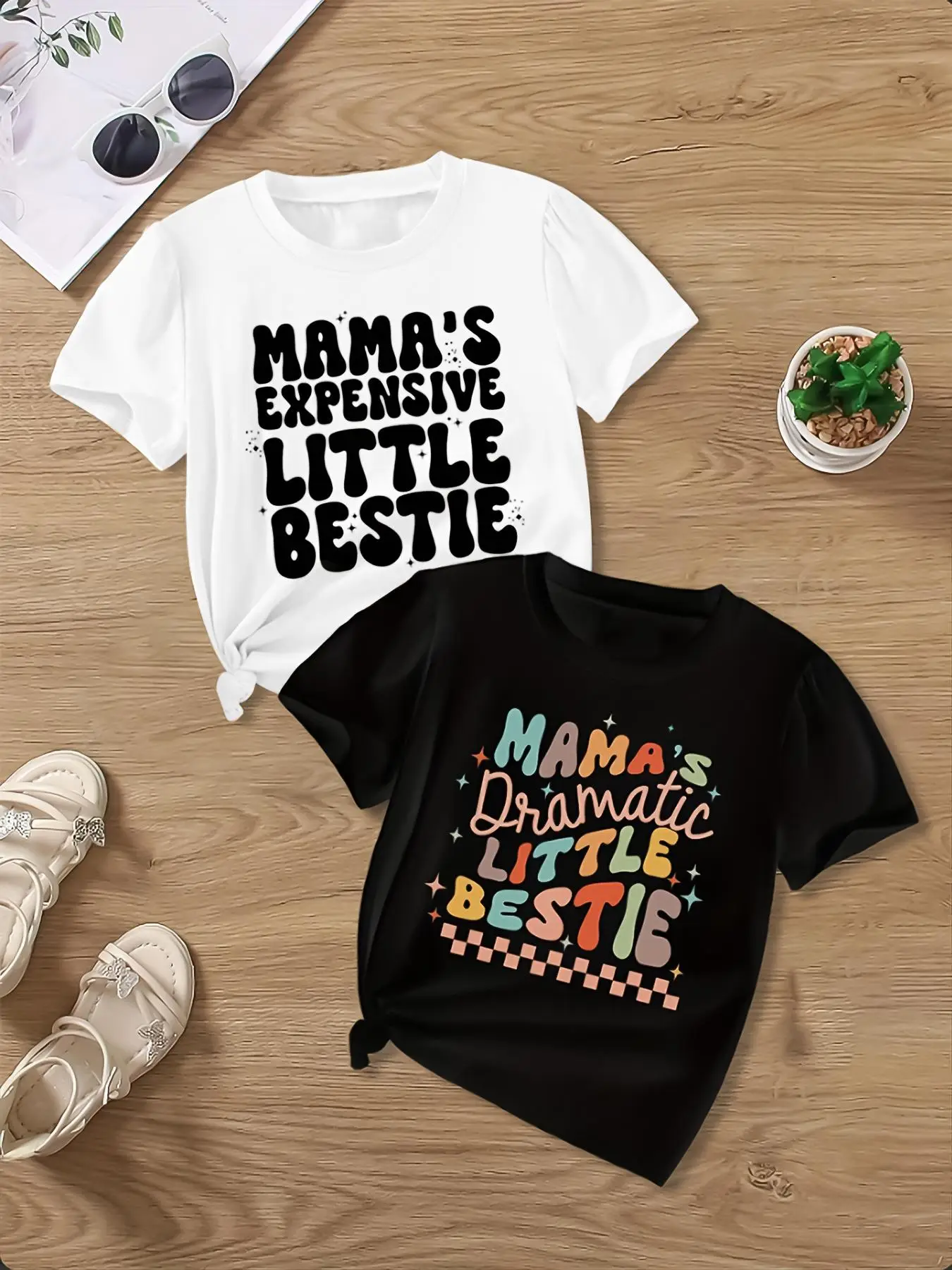 Girl's Letter Print Round Neck Tee, Casual Soft Comfortable Short Sleeve T-shirt for Summer, Kids Clothes for Daily Wear