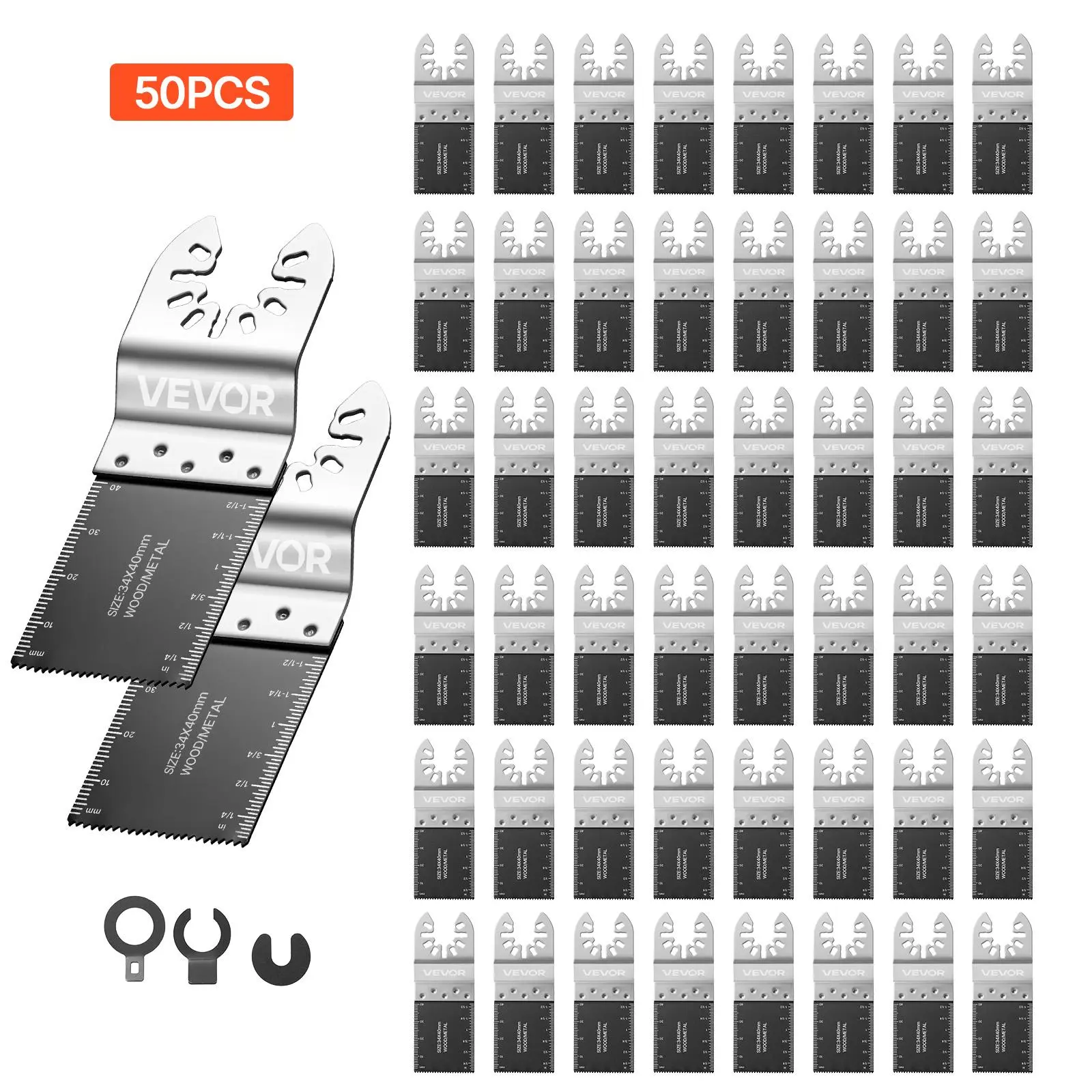 【DealsForYouDays】VEVOR 50PCS Bi-Metal Oscillating Saw Blades, Universal Quick Release Oscillating Multi Tool Blades, Multitool Tool Blades for Nails, Soft Metal, Wood, Compatible with Dewalt Milwaukee Bosch Ryobi