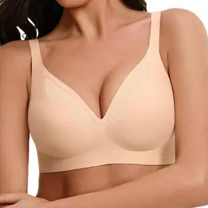 Showyoo Bras for Women No Underwire Seamless Bralette Full Coverage T-Shirt Bra with Lace Detail