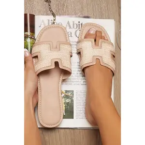 Natural Woven Slide Sandals – Casual Summer Flats | Cowgirl Charm