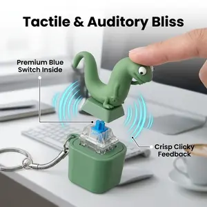 Lizard Keychain Sound Fidget Toys,Rechargeable Lizard Anxiety Relief Keychain Button Toy with Colorful Light & Sound, Fun Portable Anxiety Relief Toy