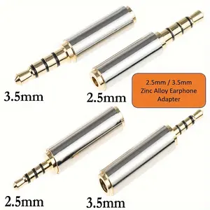 2pcs CESS Zinc Alloy Adapter, 3.5mm 1/8 Inch 4-Pin Male to 2.5mm Female TRRS Adapter, 2.5mm Quad Male to 3.5mm Female 4-Pin Adapter, Mobile Phone Headphone Converter