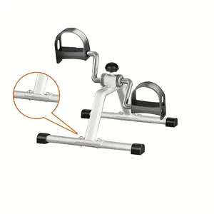 Adjustable resistance portable exercise bike with dual handlebars and pedals - perfect for home workouts, rehabilitation training, made of white PP material.
