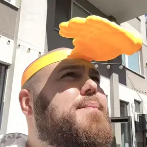 Funny Palm Shape Hat for Men and Women, Adjustable UV Protection Summer Cap, Fun Beach Outdoor Accessory, Creative Hairband Hat