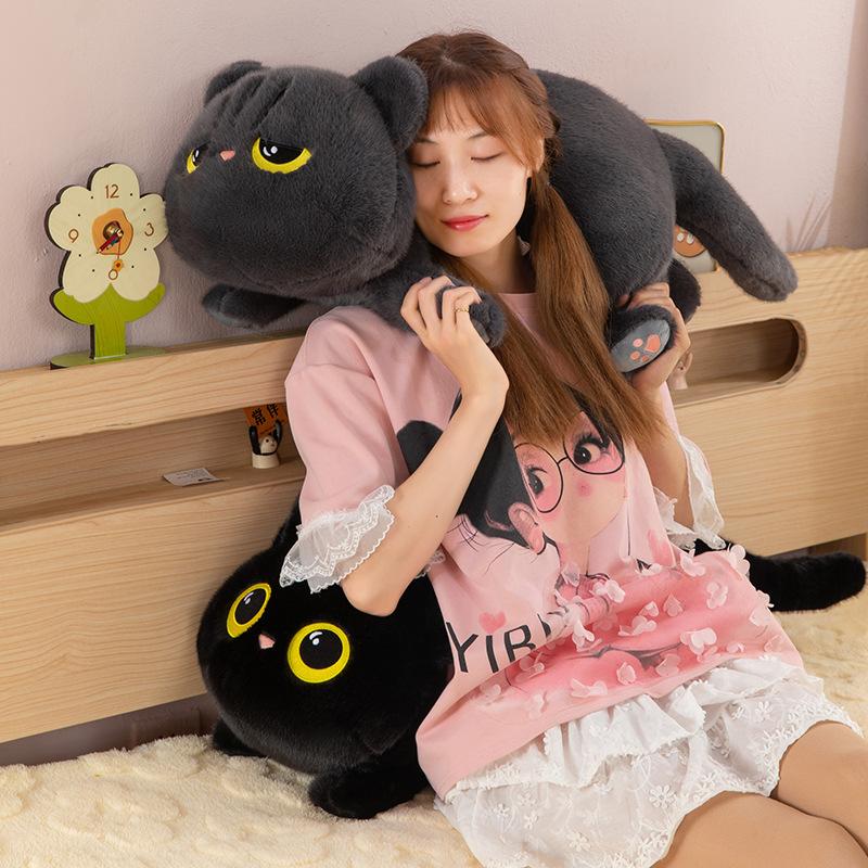 Weighted Black Cat Plush, Weighted Black Cat Stuffed Animal, Cute Plushies Soft Pillow Toy Gift for Kids Adults 19.5 Inch, 0.8 Lbs