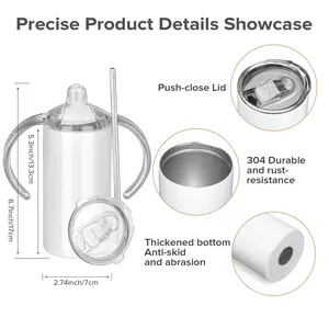 12 OZ SUBLIMATION SIPPY CUPS - 2 LIDS