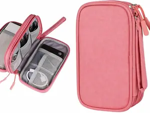 Travel Cable Organizer Pouch Electronic Accessories Carry Case Portable Waterproof Double Layers All-in-One Storage Bag for Cord, Charger, Phone, Earphone, Travel Accessories Essentials for Men Women