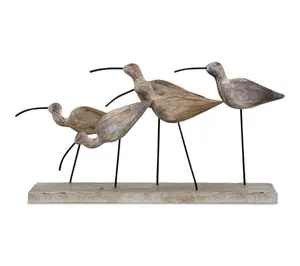 HomeRoots 13" Metal and Wood Sand Plover Bird Sculpture