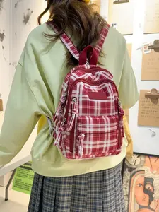 New Fashionable Casual Fine-Check Backpack Versatile Campus-Style Crossbody Bag Perfect for Students: School, Commuting, Shopping, Travel, and Storage