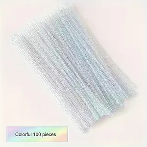 100 Piece Shiny Metal Wire Pipe Cleaner Set, 11.81 Inch Glitter Chenille Sticks, Ideal for Beginners & Experts, Craft Suppliers, Christmas Decorations