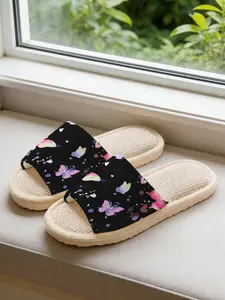 Women's Watercolor Butterfly Sandals, Soft Eva Sole, Non-Slip Quiet Design, Casual All-Season Footwear, Comfortable Home Shoes
