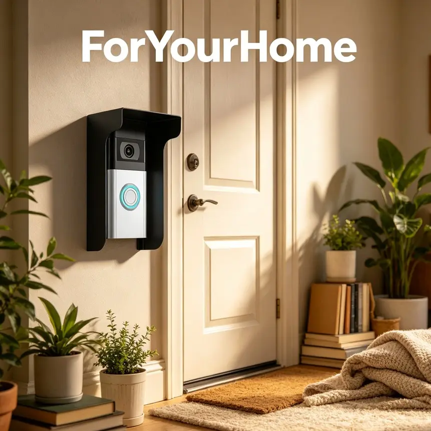 Waterproof Outdoor Metal Ring Doorbell Cover - Video Doorbell Camera Shield with Rain Guard & Anti-Glare Sun Protection | Weather-Resistant Doorbell Hood