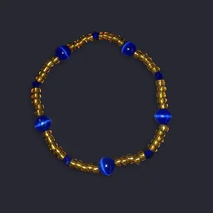 Blue Cat Eye Seed Bead Bracelet