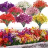 24 Pcs Waterproof UV-Resistant Mixed Bouquet Artificial Flowers Set - 6/8 Color Plastic Decorative Floral Shrubs with Leaves, Hanging Lifelike Picks for Home, Anniversary Decor