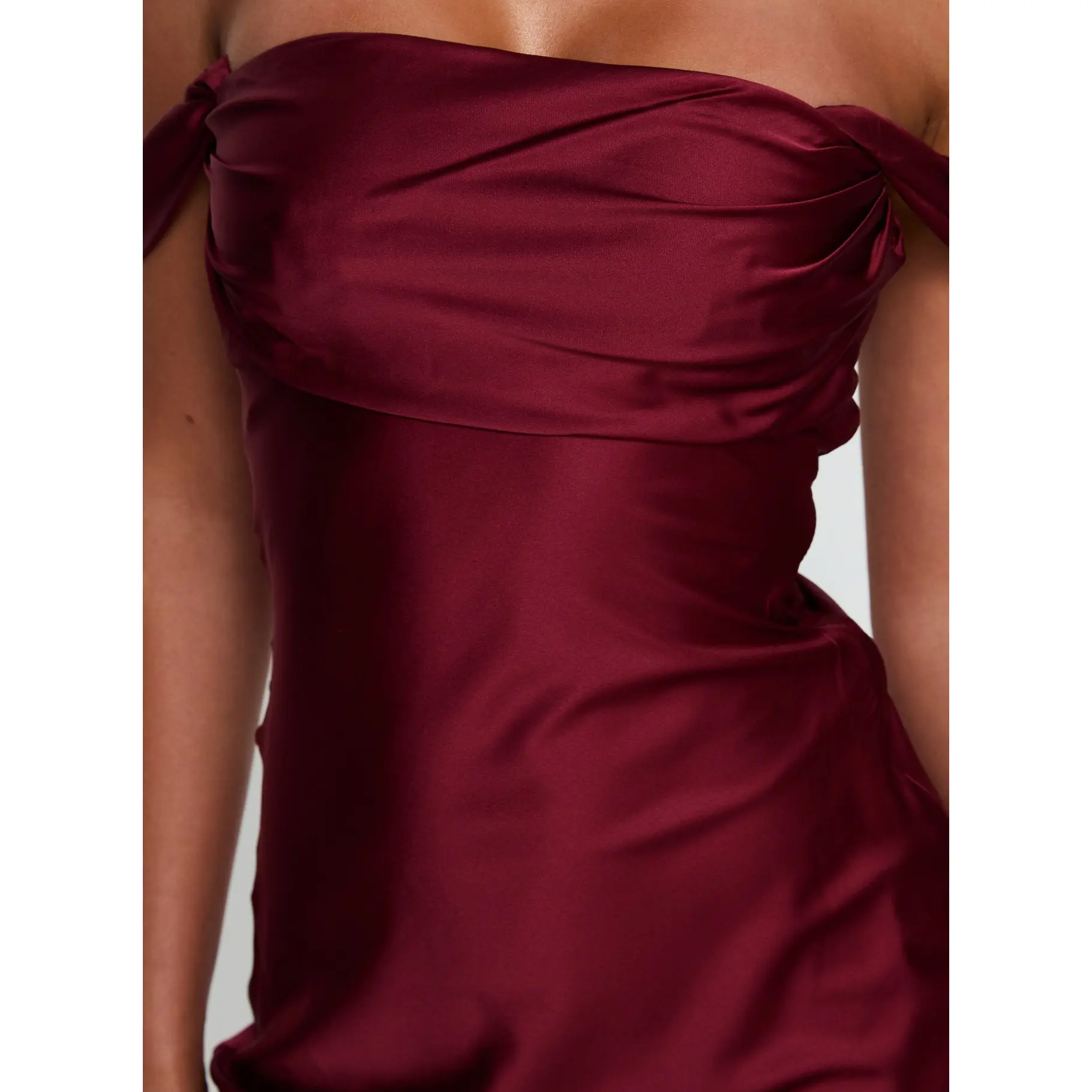 Zabbarra Off The Shoulder Mini Dress Burgundy - TikTok Shop