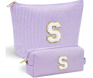 YOOLIFE Mothers Day Gifts Preppy Stuff Tween Girls Gifts Graduation Teacher Gifts Monogram Makeup Pouch Makeup Organizer Bag Beauty Bag Personalized Birthday Gifts for Women Her Preppy Makeup Bag S