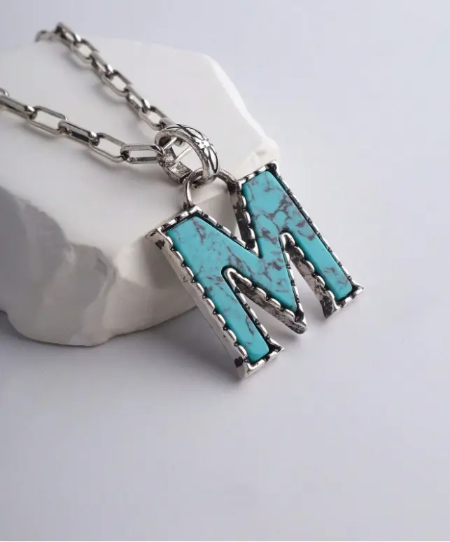 Western Letter Necklace Unisex Couple Style Fashion Jewelry