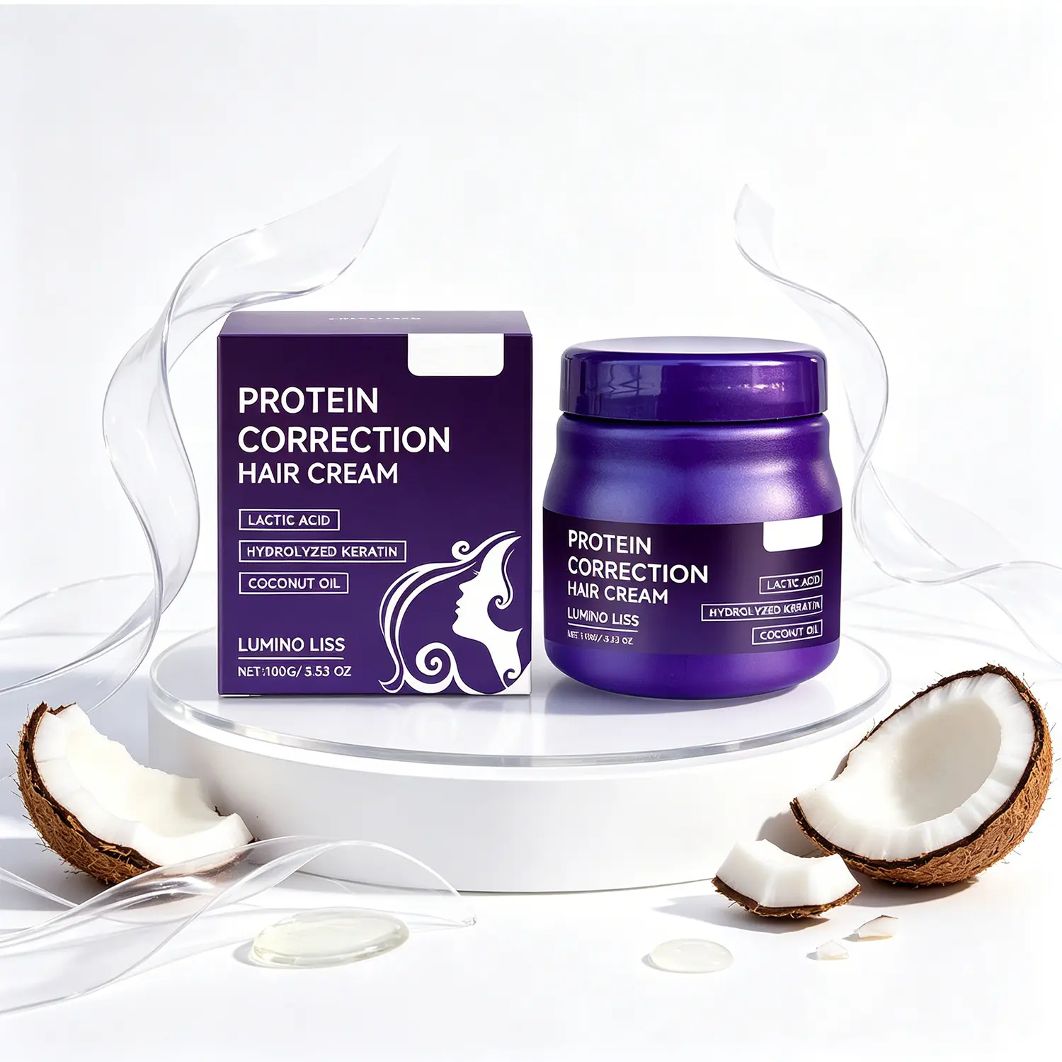 Keratin Protein Hair Smoothing Cream Anti Frizz Hair Conditioner Moisturizing Hair Care Cream Soft Smooth Finish for All Hair Types 100ml