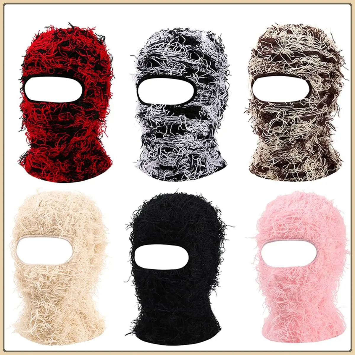 Unisex Ski Mask Balaclava - Shiesty Mask & Yeat Distressed Beanie for Men & Women - Warm Face Covering for Outdoor Activities & Winter Sports