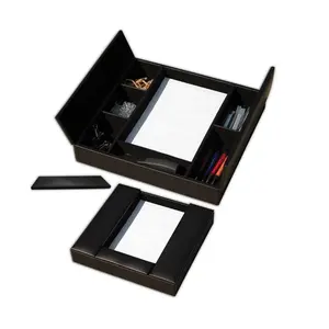 Dacasso Black Leather Enhanced Conference Room Organizer