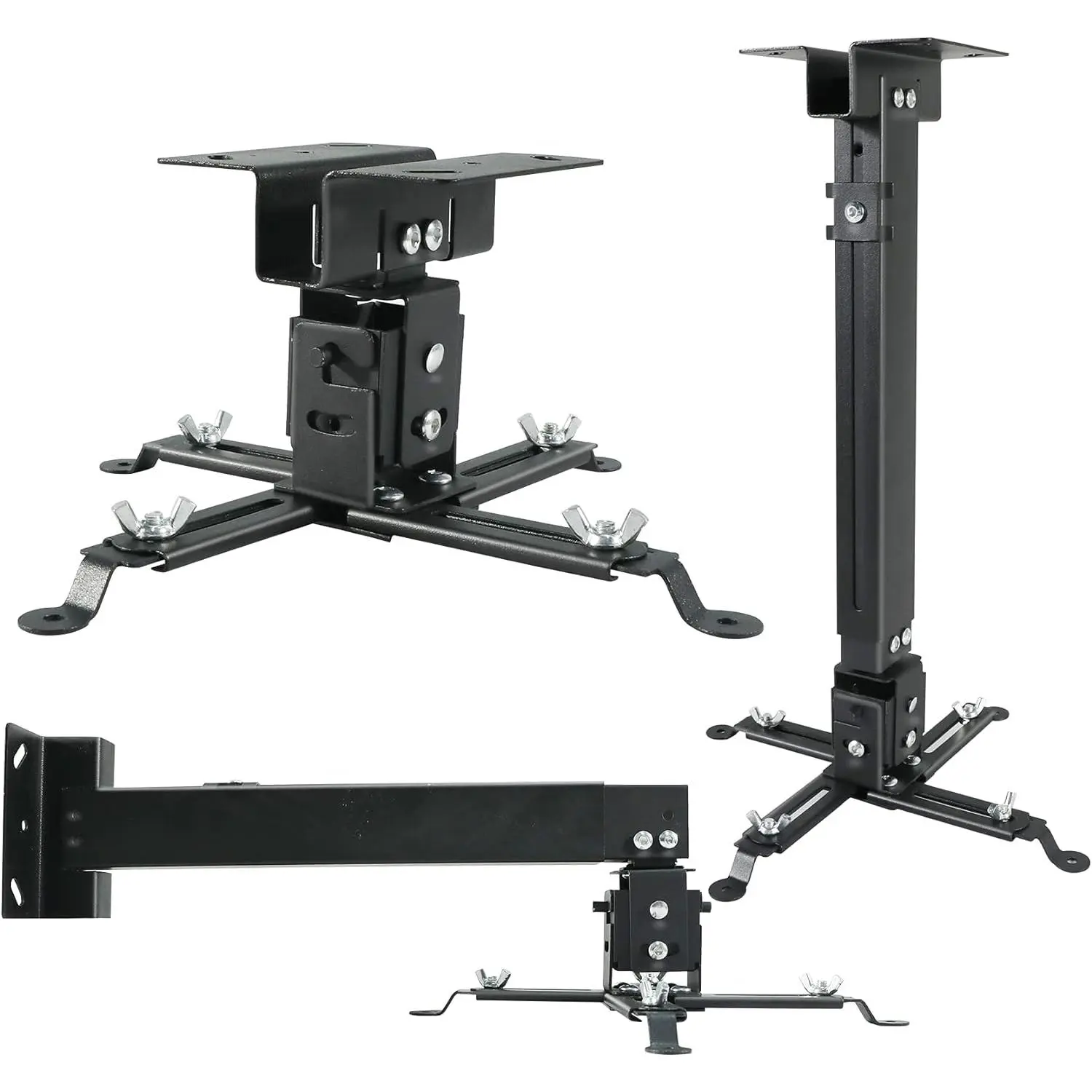 Universal Projector Ceiling or Wall Mount Black with Extendable Arms, Adjustable Height 16.9-25.6 inches Bracket, Low Profile Quick Release Projector Holder for Epson, Optoma, Benq, ViewSonic